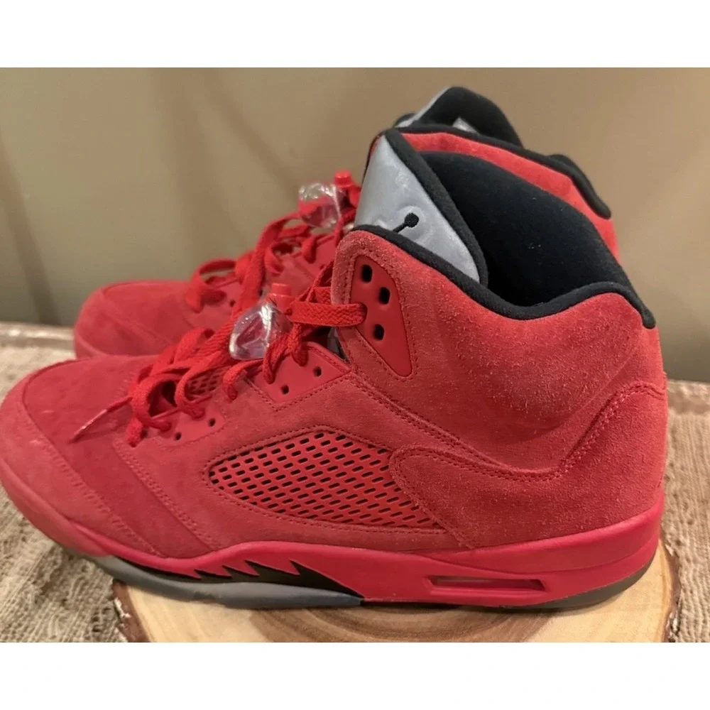 Size 13 - Air Jordan 5 Retro Red Suede Black Leather (136027-602) VGUC‎